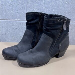 Women's Black genuine leather  Ankle Boots​​​